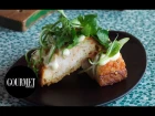 Prawn toast with yuzu mayonnaise, coriander and mint | Gourmet Traveller