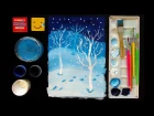 Как нарисовать дерево без листьев красками? Видео урок рисования для детей от 4 л...