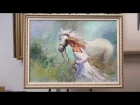 Девушка и белый конь. Мастер-класс по работе Willem Haenraets. Workshop. Allaprima