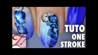 Tuto nail art One Stroke fleur bleue de l'espace + review drawing gum LM
