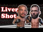 Jose Aldo finishes Jeremy Stephens with an IRON SHOT to the Liver