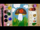 Как нарисовать божью коровку на грибочке - урок рисования для детей 2,5 - 4 лет, рисуем дома поэтапно