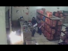 Footage: Drunk arsonist arrested for setting fire to firework shop