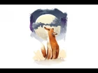 Time Lapse Adobe Illustrator : The fox an the moon vector painting illustration
