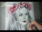 Портрет карандашом и акварелью. Elle Fanning Portrait, grafit pensils and watercolor. 720 HD