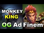MONKEY KING First Pro Game! - OG Ad Finem - Elimination Mode 3.0 Dota 2