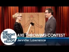 Jennifer Lawrence Challenges Jimmy to an Axe Throwing Contest