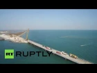 One step closer: Drone footage captures 1,000-metre bridge to Crimean peninsula